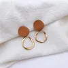 Dos Boucles D'oreilles Vent Givré Sans Percé Tempérament Féminin Mode Français Géométrique Mat Peinture Rétro Oreille Clips