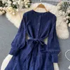 Vestido oco feminino roxo renda até vestido fino elegante temperamento doce coreia chique verão 2023