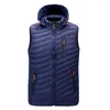 Men's Vests Mcikkny Mens Winter Down Vest Coats Hooded Warm Waistcoats For Male Size M-4XL Zipper Pockets Windbreak