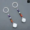 Planetas galácticos moldam os anéis de chave de pedra 7 cores Chakra contas Correios Charms Keychains Casendo keyrings de cristal para mulheres homens