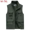 Gilet da uomo Large Size Outdoor Mesh Multi Pocket Gilet Uomo Impermeabile Pography Giacca senza maniche Reporter Gilet M-5XL Plus 6XL7XL