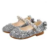 Athletic Shoes 2022 Sequined Girls Princess Rhinestone Kids Crystal Flats Show Shiny Dancing Sweet Chic Lady 21-35 Non-Slip