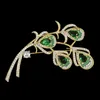 Étamine élégante plaqué or broches fpr femmes luxe vert gemmes diamants broche broche vêtements bijoux accessoires de bal