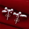 Hoop Earrings ESE034 Silver Color For Women 925 Jewelry Christmas Fashion Water Drop And Cross Earrings/auwajmda