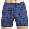 Vêtements de nuit pour hommes hommes décontracté lâche Plaid bas de sommeil été doux jambe large coton Boxer court maison porter des sous-vêtements gaze sous-pantalon