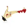 Brouches Wullibaby مينا إطلاق Love for Women Lady Hand and Heart Party Office Brooch Pin Pin