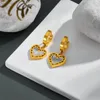 Stud Earrings 316L Stainless Steel Fashion Fine Jewelry Carved Geometric Embedded Natural Shells Love Heart Shape For Women