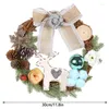 Decorative Flowers Christmas Wreath Front Door Decor With Rattan Branch Elk Cotton Ball Pine Cone Burlap Bowknot Hanger Wreaths For