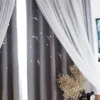 Gordijn Ahoyikaa Double Layer Hollow Star Window Sheer Curtains for Living Room Slaapkamer Blackout Drapes Home Decoratie