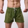 Sleep Men's Sleepwear Man Transparent Mesh Shorts Gay Sheer See através da marca Sleep Bottoms Leisure Home Wear