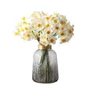 Flores decorativas 6pcs Buquê de flor artificial ramos de grinalda falsa de seda de seda de casamento narcissus narcodil vaso doméstico po prop prop