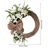 Decorative Flowers Easter Calla Memorial Wreath Simulation Plant Decorations Door Hanging Linen Bow Supplies DIY Home Party