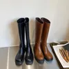 Мотоцикл Boots Fashion для женщин черная коричневая платформа для обуви плоской каблуки