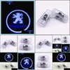 Decorative Lights 2Pcs/Set For Peugeot Door Logo Light Projector Wireless Ghost Shadow Welcome Laser Lamp 508 408 308 3008 4008 5008 Dh9Ms