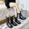 Женские ботинки Tuinanle Челси, массивные ботинки, зимняя обувь, кожаные плюшевые ботильоны, черные женские осенние модные ботинки на платформе 0709