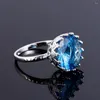 Cluster Rings Created Blue Sapphire For Women Silver Jewelry Ring Wedding Engagement Party Gift Size 6 7 8 9 10