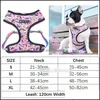 Hundhalsar Leases Dog Harness and Leases Set Red Paw Print Printed Harnesses Breattable Mesh Padded Puppy Vest Collar för Small183a