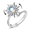 Cluster Rings Women Sunflower Spinner Ring Open Adjustable Fidget For Anxiety Relieving Stress CZ Flower Moon Star Stackable
