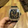 Orologio da polso di lusso SUPERCLONE in edizione limitata Richa Milles Orologio da barilotto di vino Rm57-01 Orologio da uomo meccanico completamente automatico con orologi con nastro nero a trapano completo