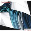 Шея галстуки бирюзовый матолор Ripple Abstract Classic Silk Extra Lund Lign Size Mens Mense Tie Drop Delive 2022 Модные аксессуары