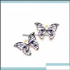 Charms Colorf Butterfly Pendant 100st Lot 12x15mm Emamel Animal Charm Pendants Pit för halsbandsarmband DIY -smycken som gör RMII XZ Otogf