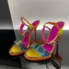 Sandals Designer Crystal embelezado salto alto