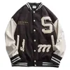 Hoodiemen's Spring and Autumn Stitched Letter Brodered Baseball Jacket Men's American Casual Loose Offle Work Jacket