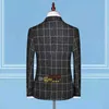 Anzug im britischen Stil, karierte Herrenweste, Blazer, Hose, modisches Design, schlankes High-End-Hochzeitsbankett-Business-Anzug, 3-teilig, formell