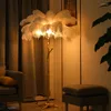 Lampadaires Design Moderne Plam Arbre Forme Rose Blanc Plumes D'autruche Lampe Or Debout Luminaire Pour Salon Chambre Maison