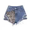 Kvinnors jeans kvinnors mode vintage tassel rivet rippade hög midja kort punk sexig kvinna denim shorts mustascheffekt