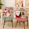 Stol täcker julomslag Santa Claus Snowman Dinner Slipcover för matsal