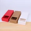 ギフトラップ10PCSクラフトペーパーパッキングボックスフォレス透明なカバー引き出しディスプレイウェディングクッキーキャンディケーキボックス
