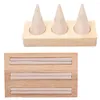 Jewelry Pouches 2 Pcs Wooden Earring Bangle Display Stand Ring Holder Rack Showcase Organizer Tray