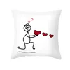 Pillow Valentines Day Cover Cartoon Pattern Print Office Sofa Case Couples Home Decor Love Heart 45x45cm