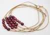 Choker 5Strand 10mmx12 mm Wit Drop Pearl 5beads Bruine lederen ketting 17,5 inches