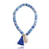 Strand Boho Braccialetto di perline piatte in argilla polimerica colorata per donna Braccialetti con nappa regolabile in morbida ceramica Gioielli da spiaggia estivi