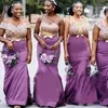 Liliowa lawendowa syrena długa sukienka druhna koralika koronkowa plama afrykańska aso ebi plus size Maid of honor gość gościa gościa junior