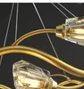 Żyrandole nowoczesne amerykańskie wszystkie miedziane kryształowe oświetlenie żyrandol i jadalnia luksusowy złoty połysk kuchenny molekularne lampy wiszące