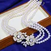 Gargantilla Collar de perlas naturales de agua dulce para mujer 6-7 mm Cadena versátil y simple de tres capas