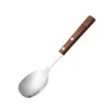 Set di stoviglie Cucchiaio da pranzo in acciaio inossidabile con manico in legno Bacchette Colander Accessori per stoviglie da cucina da dessert