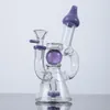 Mini Samll Hookahs Gl￶d i de m￶rka kuloljigrgarna Slittade Donut Perc Glass Bongs duschhuvud Perkolator Dab Rigs 14mm Joint Green Purple Water Pipes With Bowl