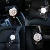 Steering Wheel Covers White Camellia Flowers Series Gear Shift Collar Head Pillow Handbrake Cover For Women Car Accessories