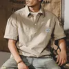 Chemises décontractées pour hommes T-shirt cargo pour hommes rétro lâche manches courtes boutons chemise harajuku col rabattu chemisier camisa masculina