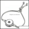 Charmarmband m￥nga stilar 100 st/parti justerbar kedja metall snap armband passar 18mm knappar diy jude otyjt