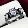 Wedding Rings Vintage Pigeon Egg Cut Zircon For Women Black Gold Filled Cubic Zirconia Anillos Mujer Jewelry LR0629B