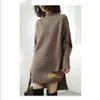 Women's Sweaters Mid Length Sweater Lazy Style Base Knitted Pullover Warm Autumn Winter Loose Half High Collar Large Size XL-XXL-XXXL