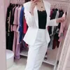 Dames tweedelige broek Ladies Kantoor Professionele klassieke zwarte witte jurk Pakken Sets Fashion Female Slim Fit Elegant Blazers -pak