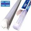 V Shaped LED Tube Lights 8Ft 2.4m 72W 100W 144W T8 T10 T12 Bulb Super Bright Fluorescent Lamp Low Profile Linkable Shop Lights Integrated Ceiling Mounteds CRESTECH