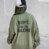 Męskie bluzy bluzy nbfleece gary street designer gd moda hop 2022 Dept Multi Fog High Hip T Shirt Wash Old Print Army Green Long Tlee T-shirt