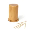 Förvaringsflaskor söta bambu trä tandpetare hållare snidbox bärare bärbar för hushållens köksorganisation